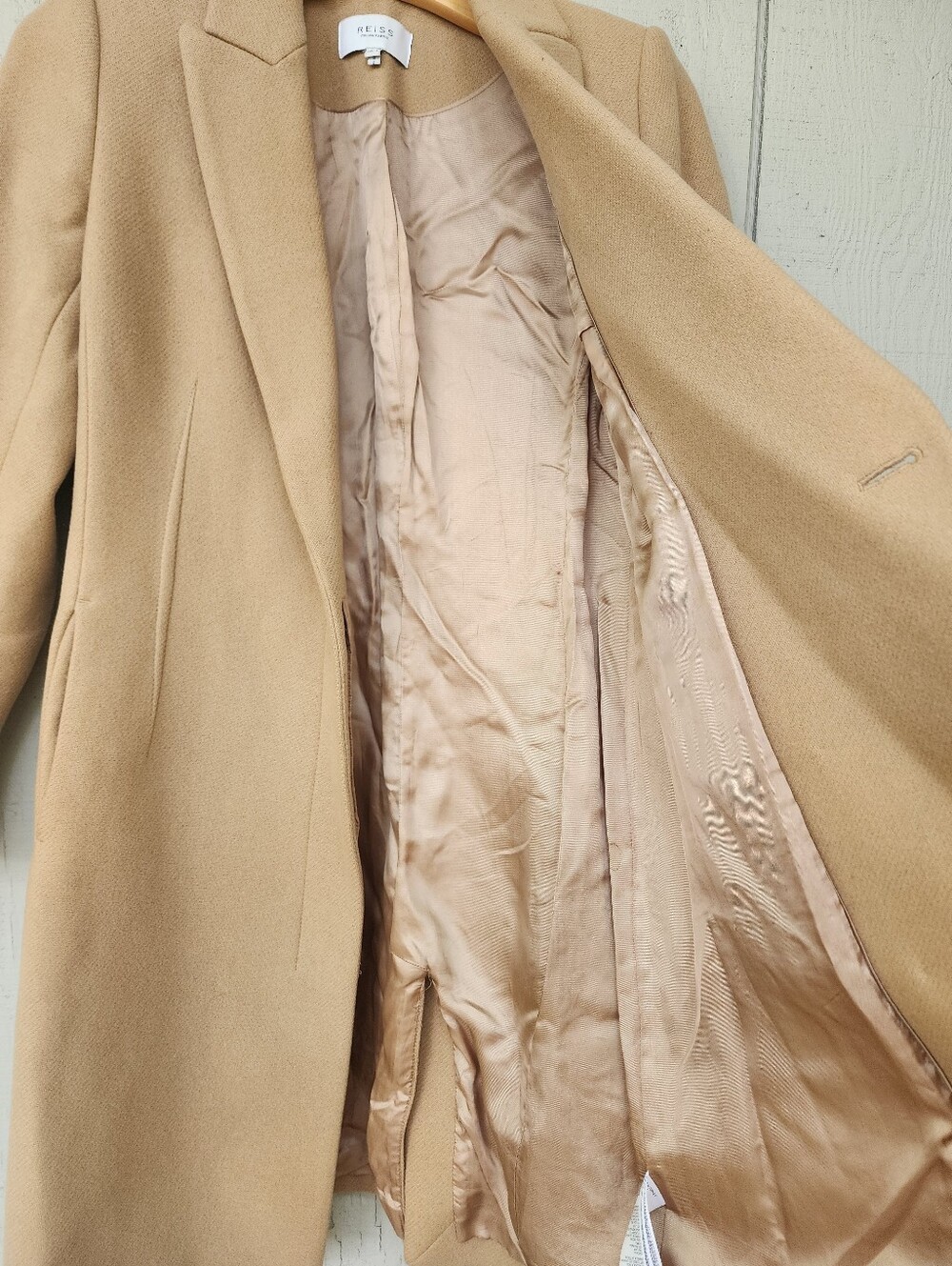 Reiss Santhia Wool Blend Mid Length Coat Camel Sz 2 - Picture 7 of 15